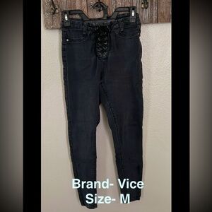 Vice Black Lace-Up Jeans